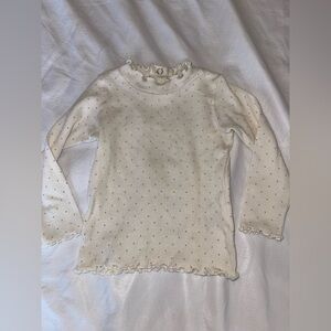 Jessica Simpson Cream Long-Sleeve Ruffle Dot Tee
